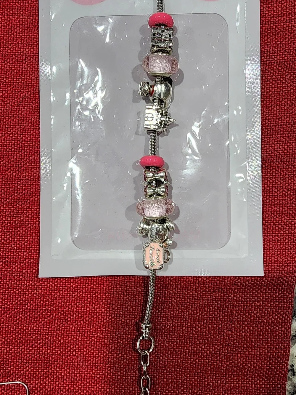 Pink Charm Bracelet and Earrings Set - Girls Jewelry